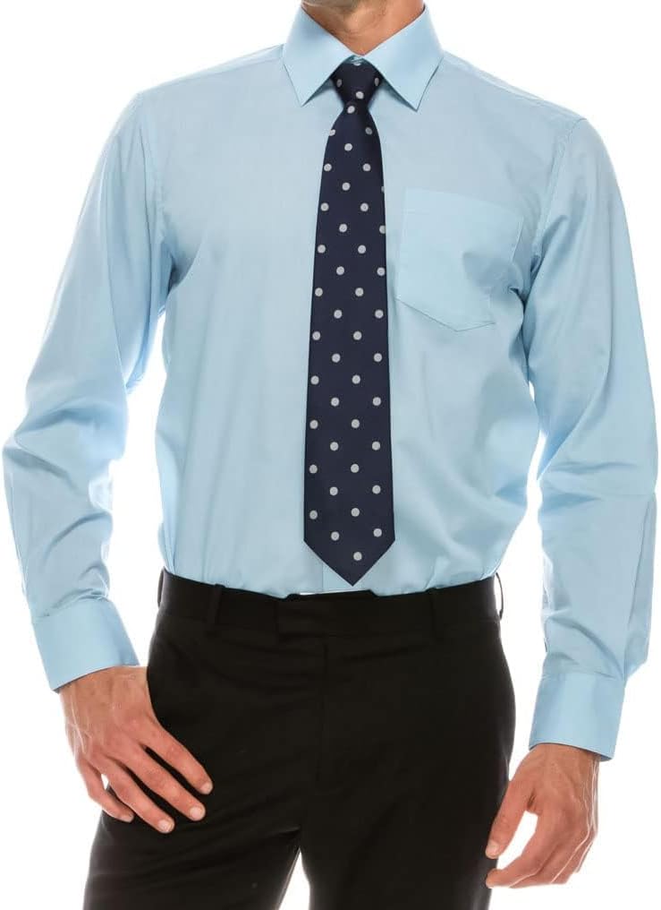 Mens Regular fit Solid Dress Shirts w/Convertible Cuffs - Image 2