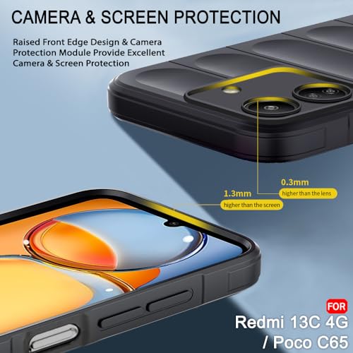 Image of TheGiftKart Liquid Silicon Back Cover Case for Mi Redmi 13C 4G / Poco C65 | Shockproof Military Grade Protection | Micro-Fibre Cloth On Inner Side | Anti-Slip Grip Redmi 13C / Poco C65 (TPU, Black)