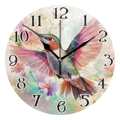 ALAZA Birds Clock Hummingbird Wall Clock Battery Operated Kitchen Clock