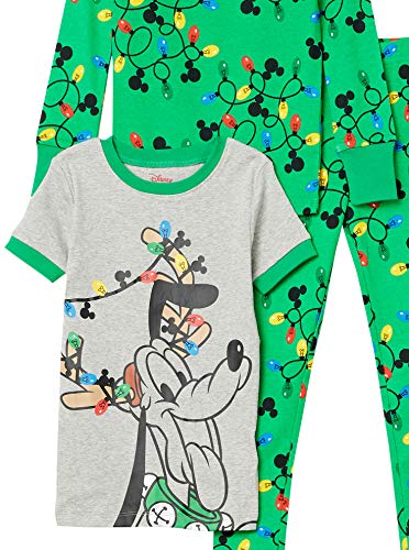 Amazon Essentials Disney | Marvel | Star Wars | Frozen Toddler Boys' Pajama Set (Previously Spotted Zebra), Grey/Green Mickey Holiday, 5T #TOP1