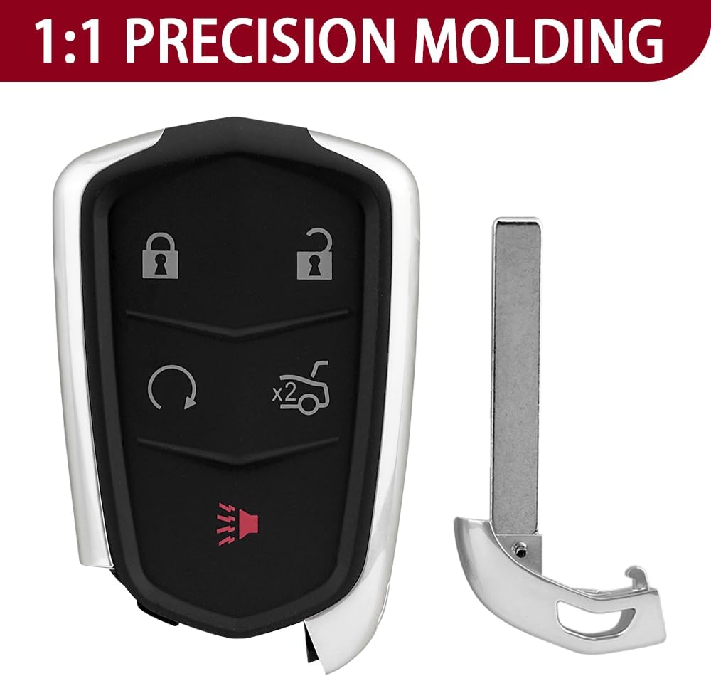 5-Button Key Fob Shell for Cadillac XT5/XT4/XT6/ATS/CTS/SRX/XTS/CT6 2014-2023, Replacement Remote Cover Case with HYQ2AB HYQ2EB Key Blade