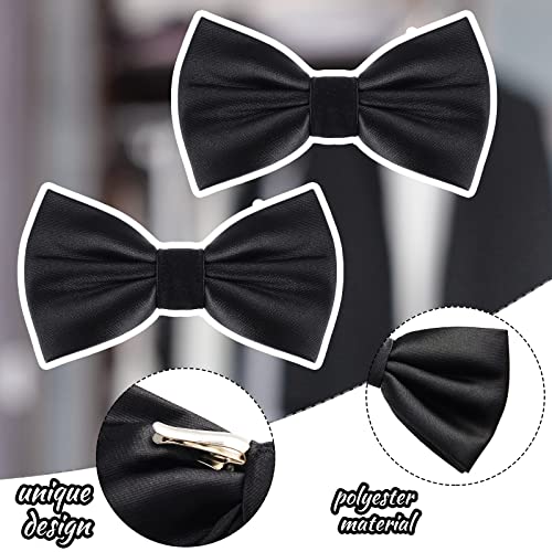 Image of Geyoga 2 Packs Bow Ties for Men Bow Ties Boys Bow Tie Costume Bow Ties Solid Clip on Bow Tie for Wedding Party