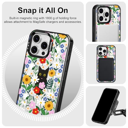 Coque iPhone 16 Pro Max MOSNOVO Chat Noir compatible MagSafe antichoc