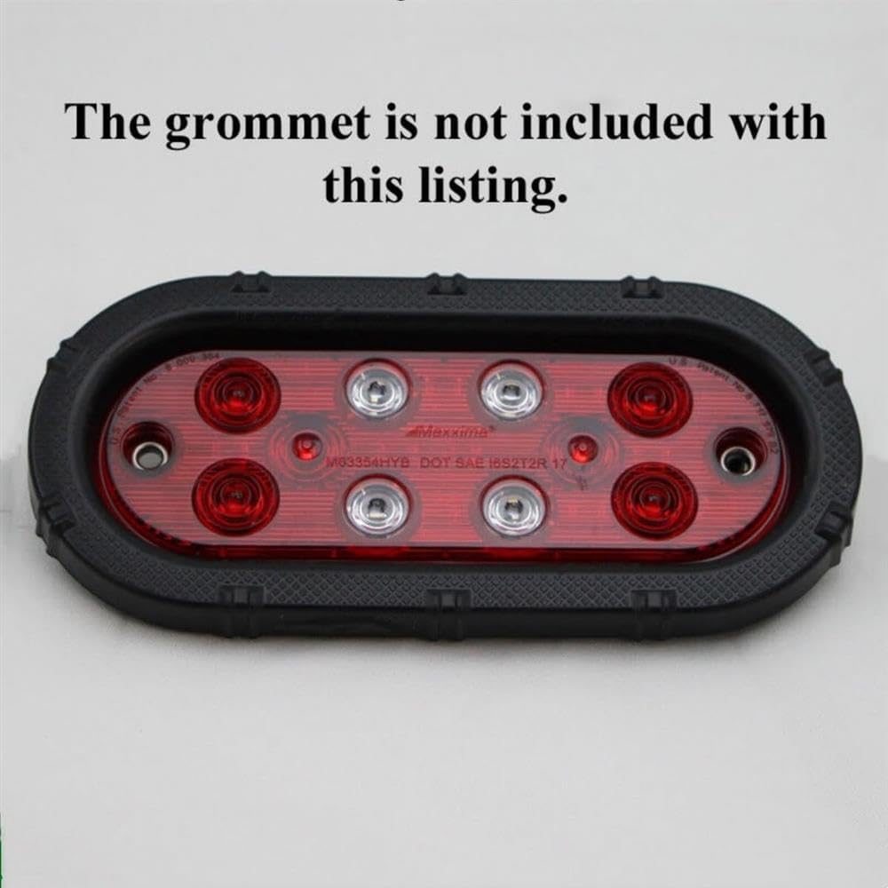 M63354-HYB Red & White Low Profile 6" Oval Grommet Mount Stop Tail Turn Back Up LED Light