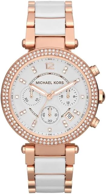 Michael Kors MK5774 Damski Analogowy Zegarek Kwarcowy z Bransoletką, 39 mm, Biały