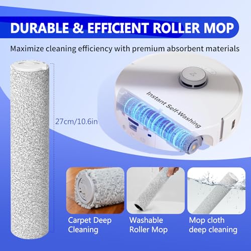 Image of 27 Pcs Qrevo Curv 2 Replacement Accessories Compatible with Qrevo Curv 2 Flow Robot Vacuum, 1 Set Mainbrush, 1 Roller Mop, 6 Scent Tablets, 4 HEPA Filters, 6 Dust Bags, 6 Side Brushes