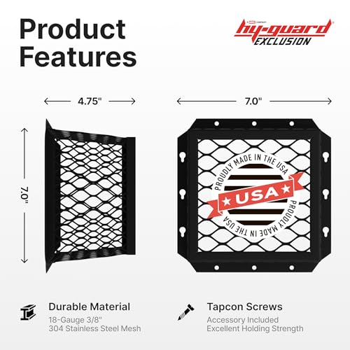 HY-C RVGDVGBL Stainless Steel Universal VentGuard, 100% 304 Stainless Steel Mesh, Easy Installation, 7" L x 7" W x 5" H, Black Powder Coat Finish by HY-GUARD - Image 2