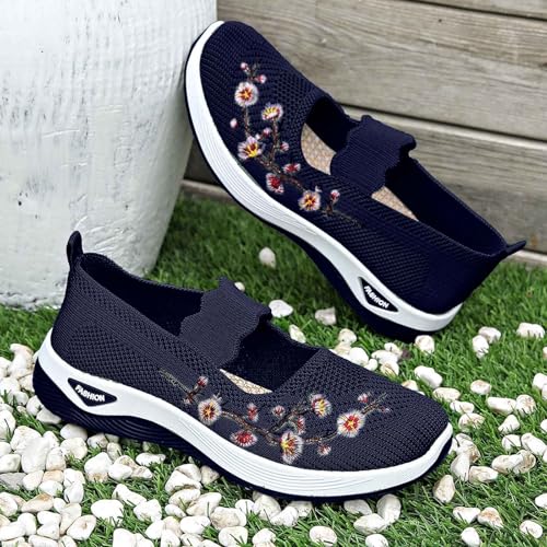 Chaussures décontractées pour femmes brodées baskets légères en toile taille 43