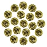 QUARKZMAN 20 Piezas De Pompones De Papel De Seda 10cm Flores Grandes De Colores Decoraciones Para Pared Para Fiesta Cumpleaños Boda Dorado