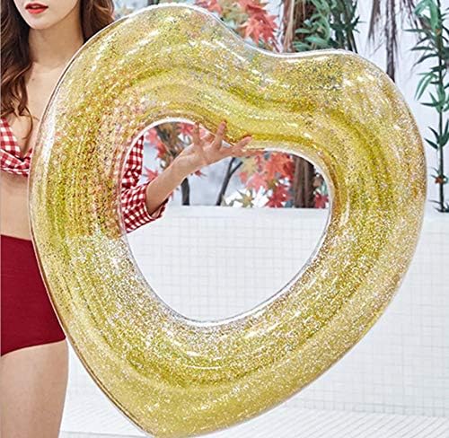 浮き輪 大きい ハート型 90cm うきわ 可愛い アウトレット 大人用 子供用 カップル 軽量 夏 ゴールド 写真用 水遊び プール インスタ映え 簡単に空気入れ 海 海水浴 携帯便利