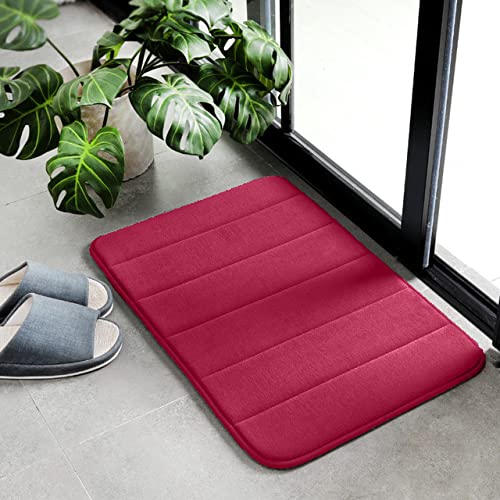 Lot de 3 tapis de bain antidérapants absorbant l'eau pour salle de bain, cuisine, salon, toilettes, rouge, tailles 40 x 60 cm, 50 x 80 cm, 40 x 120 cm
