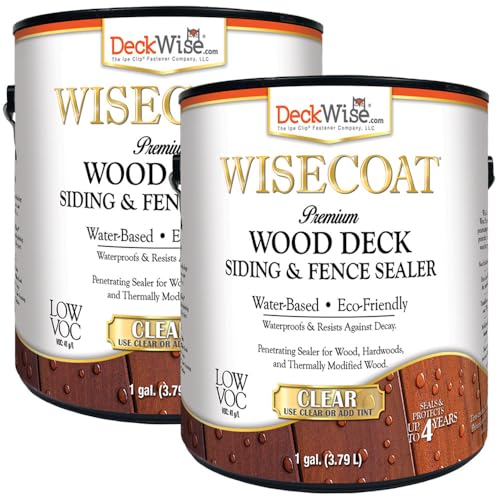 DeckWise WiseCoat Clear Hardwood Deck, Siding & Fence Waterproofing Sealer (2-Pack, 1-Gallon Each)