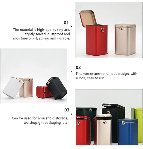 Miniatura 3 de Bote de lata de té con bisagras doradas con tapas para té suelto, pequeños recipientes de cocina para té, azúcar, café, almacenamiento de hojas