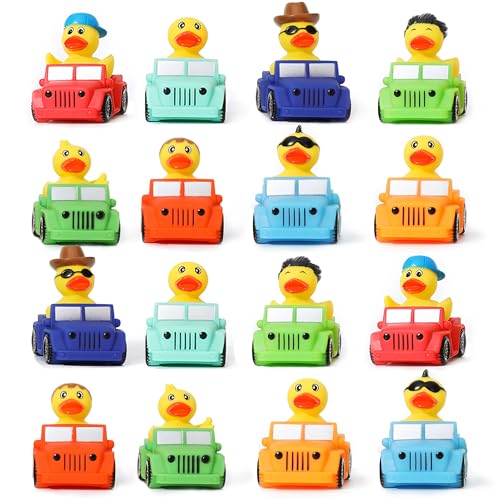 XY-WQ 16 Pack Rubber Duck for Jeeps Ducking - 3" Bulk Floater Duck for Kids - The Shape of a Vehicle - Baby Bath Toy Assortment - Party Favors, Birthdays, Bath Time, and More (8 Varieties) - Thumbnail 7