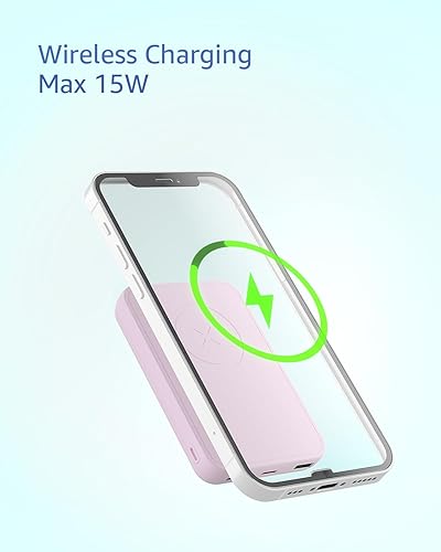 Miniatura 3 de LL TRADER 008 - Cargador portátil magnético inalámbrico de 10000 mAh, compatible con MagSafe para iPhone 12131415 Series (rosa)