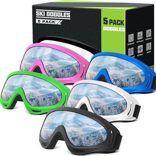OXG 5 Pack Ski Snowboard Goggles, Ski Snow Goggles for Men Women Kids Youth UV...