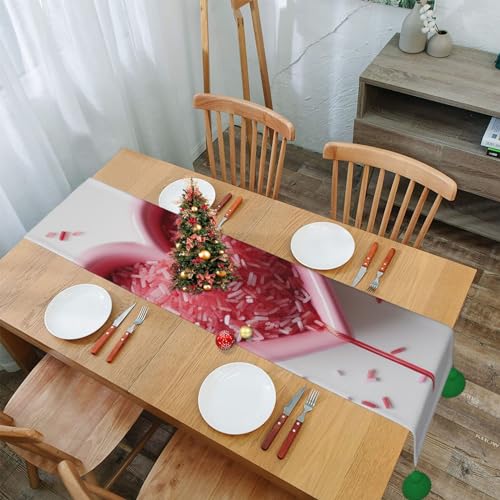 Chemin de table rustique haut de gamme à pompons cœurs 35,6x152,4 cm - 8