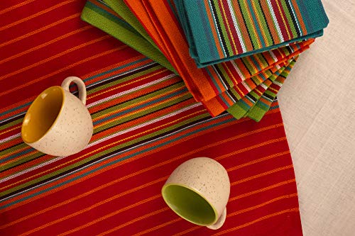 Neolino Kitchen Dish Towels, Salsa Stripe, 100% Natural Absorbent Cotton (Size 28 X 16 Inches), Pack Of 12-Multi Color #TOP5