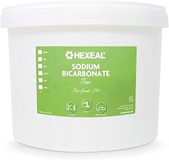 Hexeal Sodium Bicarbonate 10kg   10kg Bucket of Food Grade Baking Soda for Cooking, Baking, Home Cleaning & Bath Bombs   Fine Powder, Deodorises & Removes Grime   FCC E500