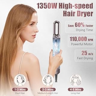 Anluomania Spazzola Asciugacapelli e Air Styler, Asciugacapelli ad Alta Velocità 110,000 RPM, Ioni Phon Capelli 1350W, con Air Arricciacapelli Automatico, Spazzola Lisciante, Spazzola ad Aria Calda