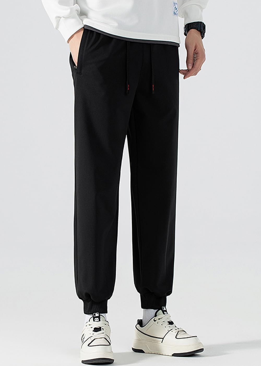 Men's Athletic Sweatpants Pull on Fleece Jogger Workout Pants with Zipper Pockets - Image 5