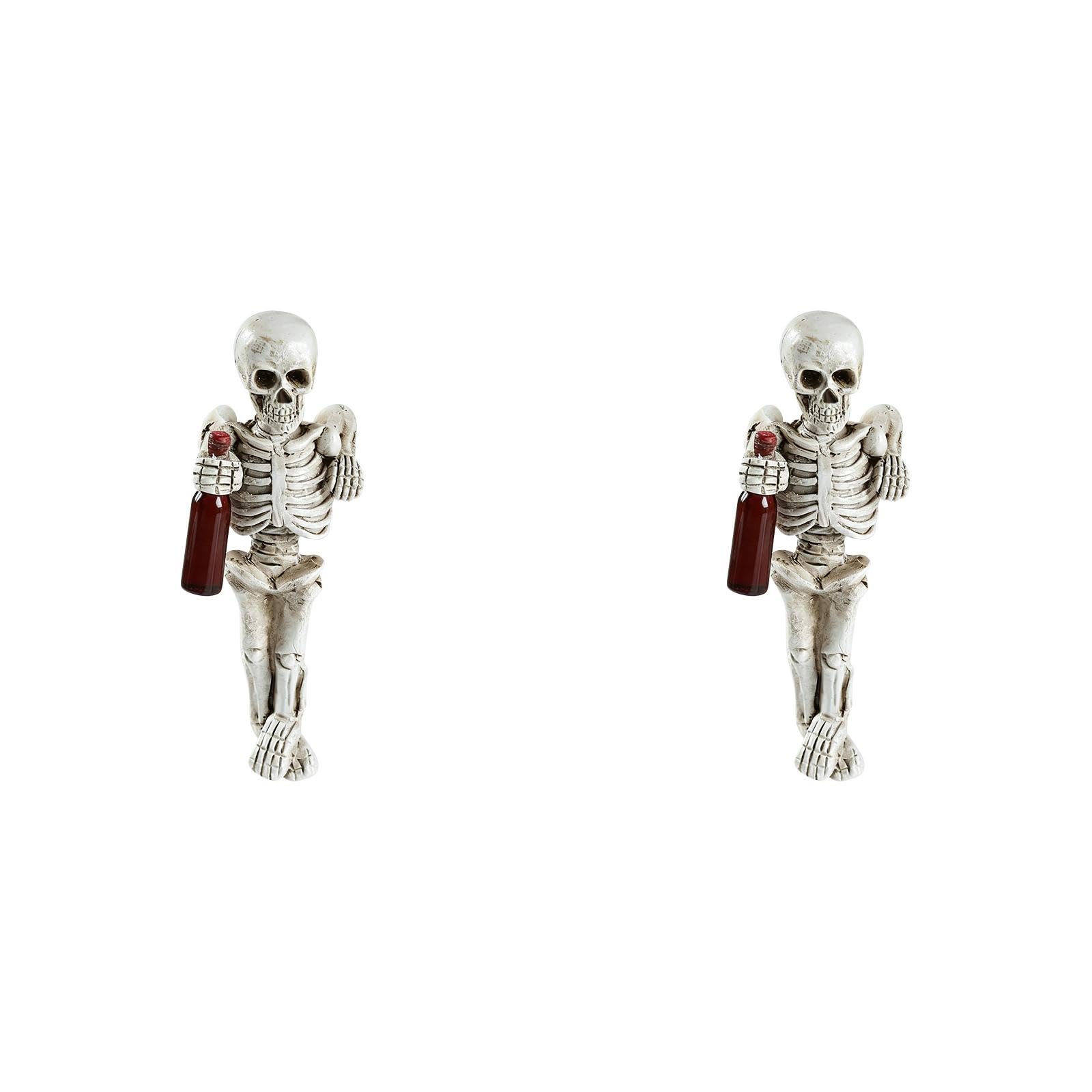 Halloween Skeleton Decor, Resin Skeleton Figurine With Wine Glass