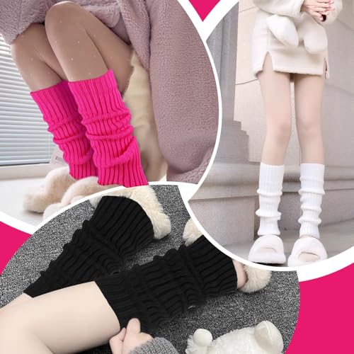 ecdiykit 3 Pairs Leg Warmers for Women, 80s 90s Fashion Knit Leg Warmer Socks for Party Dance Sports