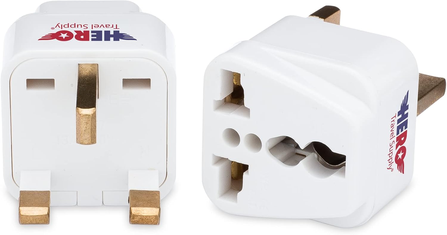 Premium US to UK Power Adapter Plug (Type G, 3 Pack, Grounded)
