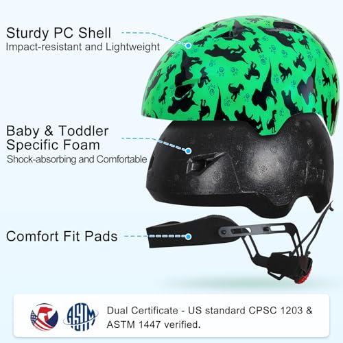 Image of Toddler Helmet, Baby Infant Kids Bike Helmet for Kids Age 1-3 /2-4 /3-5 /5-8 Adjustable Toddler Bike Helmets for Boys Girls for Scooter Skateboard Cycling