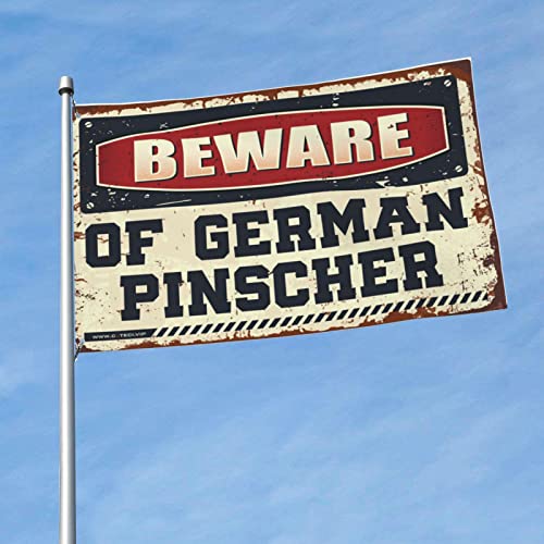 Drapeau Beware of German Pinscher pour déco de colocation et soirées entre potes