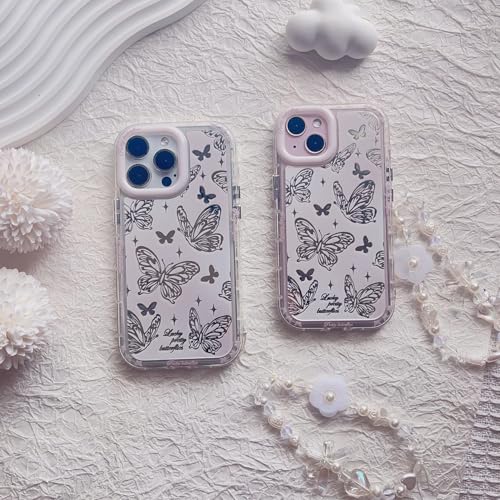 Coque iPhone 15 Plus protectrice anti-chute avec bracelet perle fleur