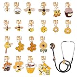WEBEEDY Lot de 20 breloques en forme d'abeille pour infirmière, marguerite de tournesol, accessoire élégant pour médecin, infirmière, travailleurs médicaux, étudiants en soins infirmiers, bijoux