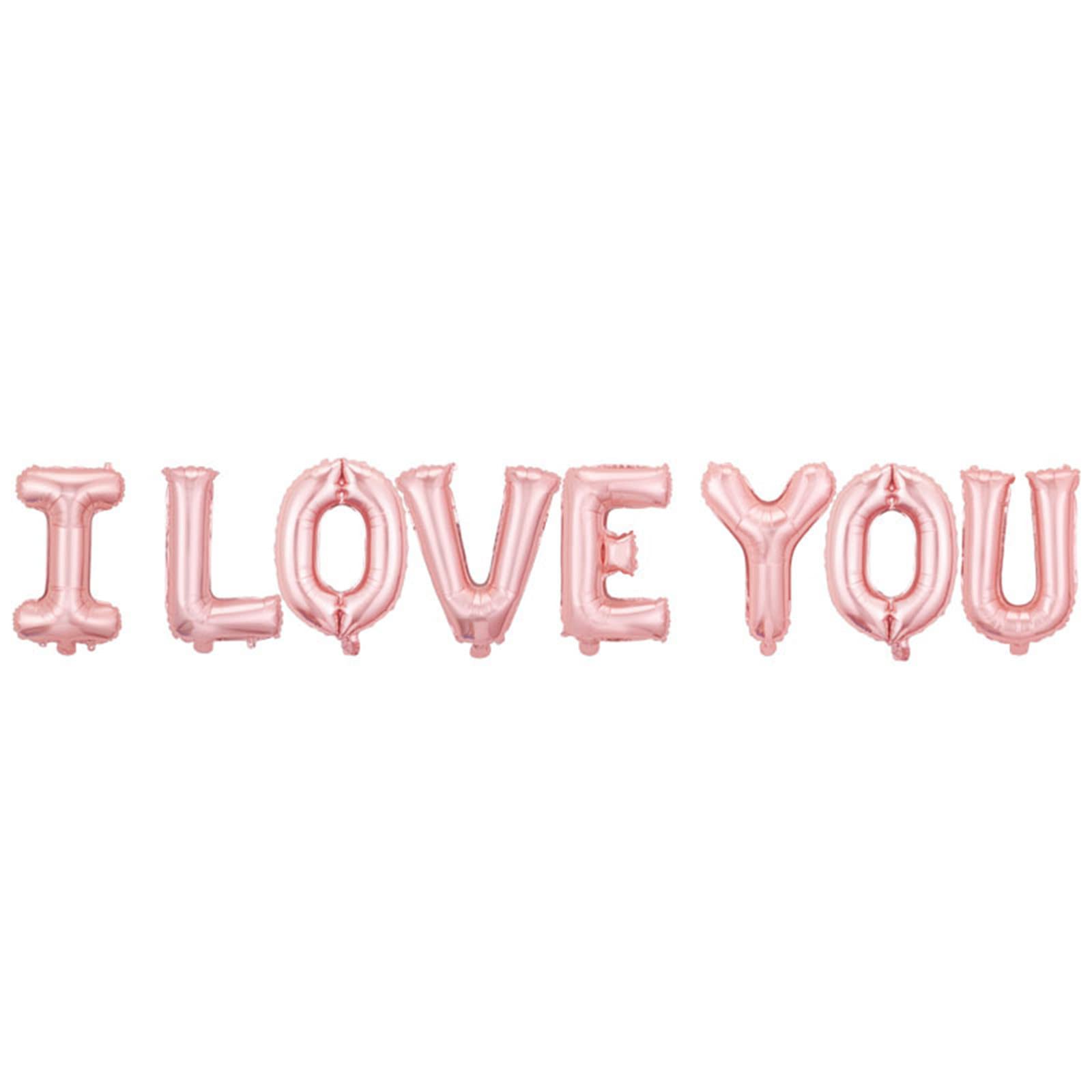 JeffMVPValentines Day Decorations,16Inch I Love You Foil Balloons Romantic Banner Balloon For Engagements Bridal Showers Romantic Wedding Birthday Party Valentines Day Photo Props, Pink
