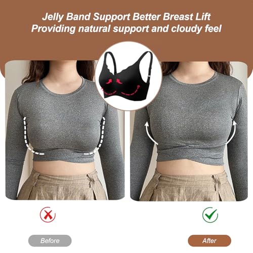 OEAK Womens Wireless Bras Push Up Support Full Coverage Bralettes No Underwire Bra Comfortable Everyday Seamless Tshirt Bras 3XL Black4