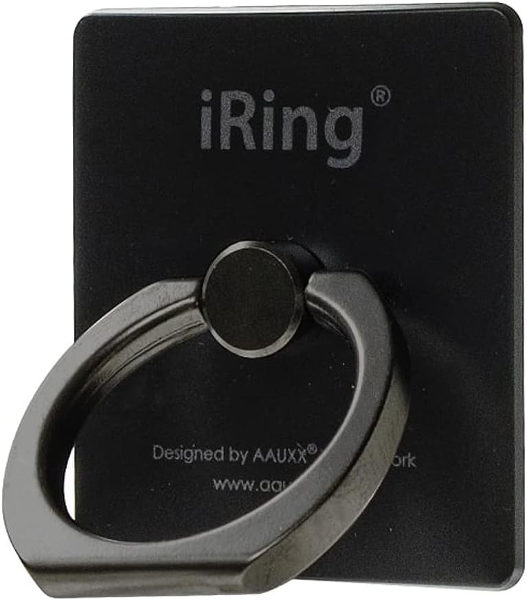 iRing Limited Edition UMS-IRLEB01BL Oaks Smartphone Grip Stand, Black Shaft/Black, for Smartphones and Tablets, Drop Prevention