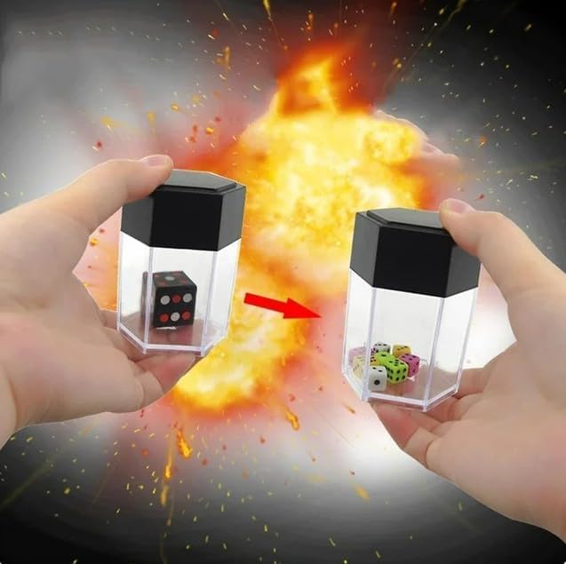 Clockjuan 1Set Multicolor Magician's Dice Props Explosion Magic Trick Dice Magic Prop Novelty Funny Toy Close-Up Performance Joke Prank Use Safety Convenient to Carry,Novelty and Gag Toys - Image 2