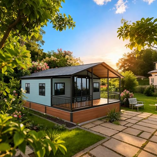 Customized 20FT Prefab Tiny Home for Sale with 2/3 Bedroom Luxury Bathroom & Kitchen, Expandable Container Tiny House to Live in for Adults, Modern Prefabricated Modular House