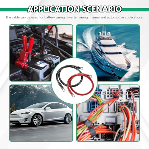 2 Stück Batteriekabel, 16mm² Batteriepoladapter, 12V Kupfer Batterie Kabel mit M8 Ringklemmen, Rot und Schwarz Autobatteriekabel für KFZ, LKW, Motorrad, Wohnmobil, Marine, Solar (M8 16MM² x 50CM)