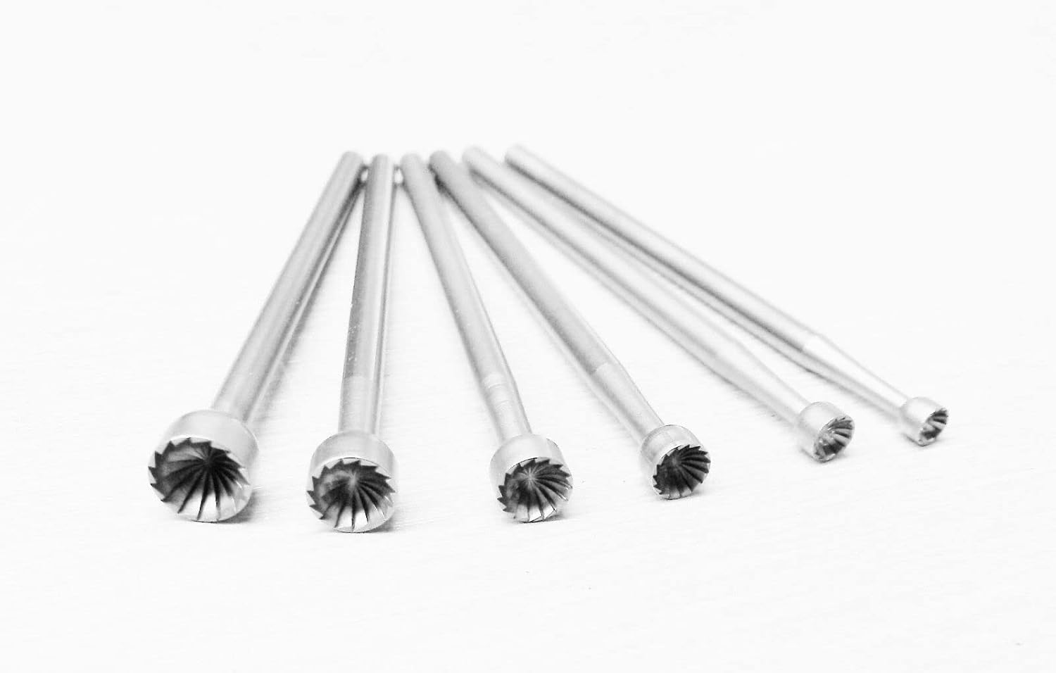 Large Cup Burs Fig 77b Concave Cutter Fraise 6 Size Burr Assortment Set 025, 030, 035, 040, 045 and 050 Swiss Made