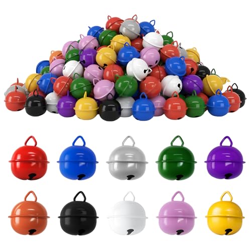 50 Stück 22mm Glöckchen Zum Basteln, Bunte Glocken Mit Öse, Metallglöckchen Für DIY Schmuck, Festliche Atmosphäre Schaffen, Haustier Accessoires Und Festliche Dekoration, 10 Farben