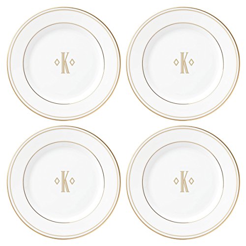 Lenox Federal Gold Block Monogram Dinnerware Tidbit Plates, Set of 4, K