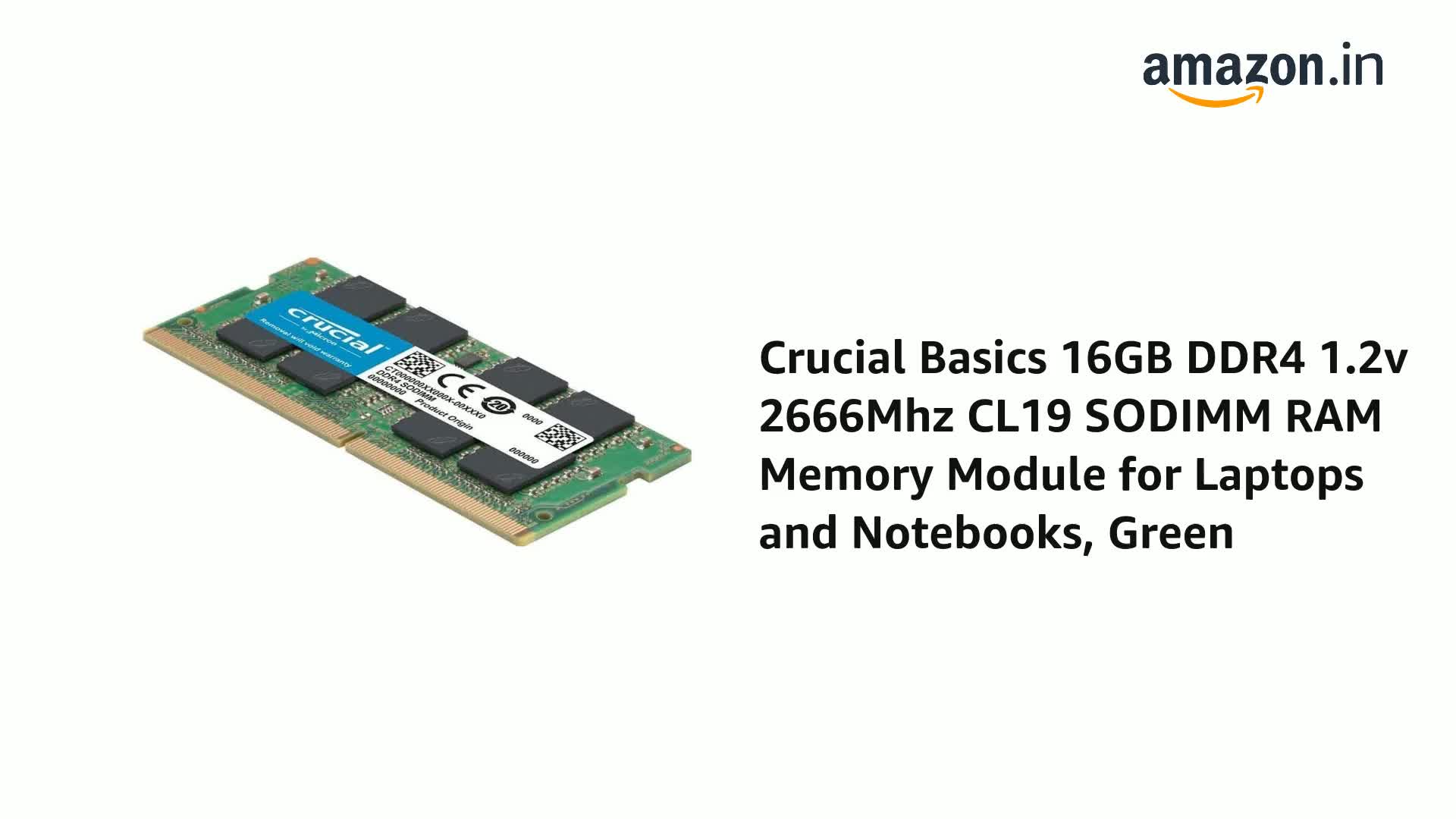 Crucial Basics 16GB DDR4 SODIMM RAM Memory Module