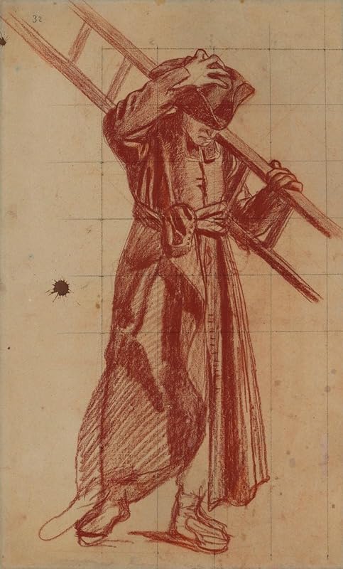 Homme en costume ecclésiastique portant une échelle (1857) plakat drukowany przez Pierre Puvis de Chavannes (24x36)