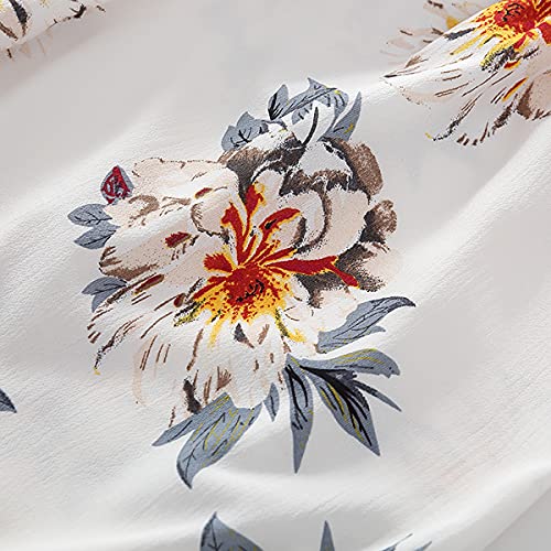 Image of PopReal Mommy and Me Dresses Floral Printed Chiffon Bowknot Ruffles Short Sleeve Beach Mom Daughter Matching Outfits