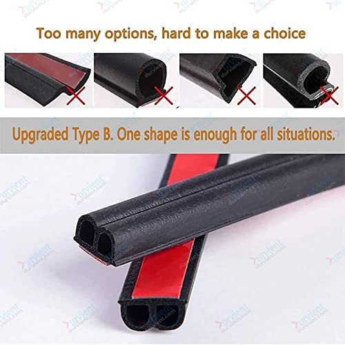 Image of com B Shape Weather Strip Soundproofing Rubber Seal for Car Truck (Self Adhesive) - (5 Meters)