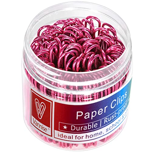 Vannise PaperClips, 100 clips de papel grandes de 2 pulgadas (50 mm) en recipiente reciclable, clips grandes con revestimiento de vinilo, clip de papel jumbo ideal para el hogar, la escuela y la