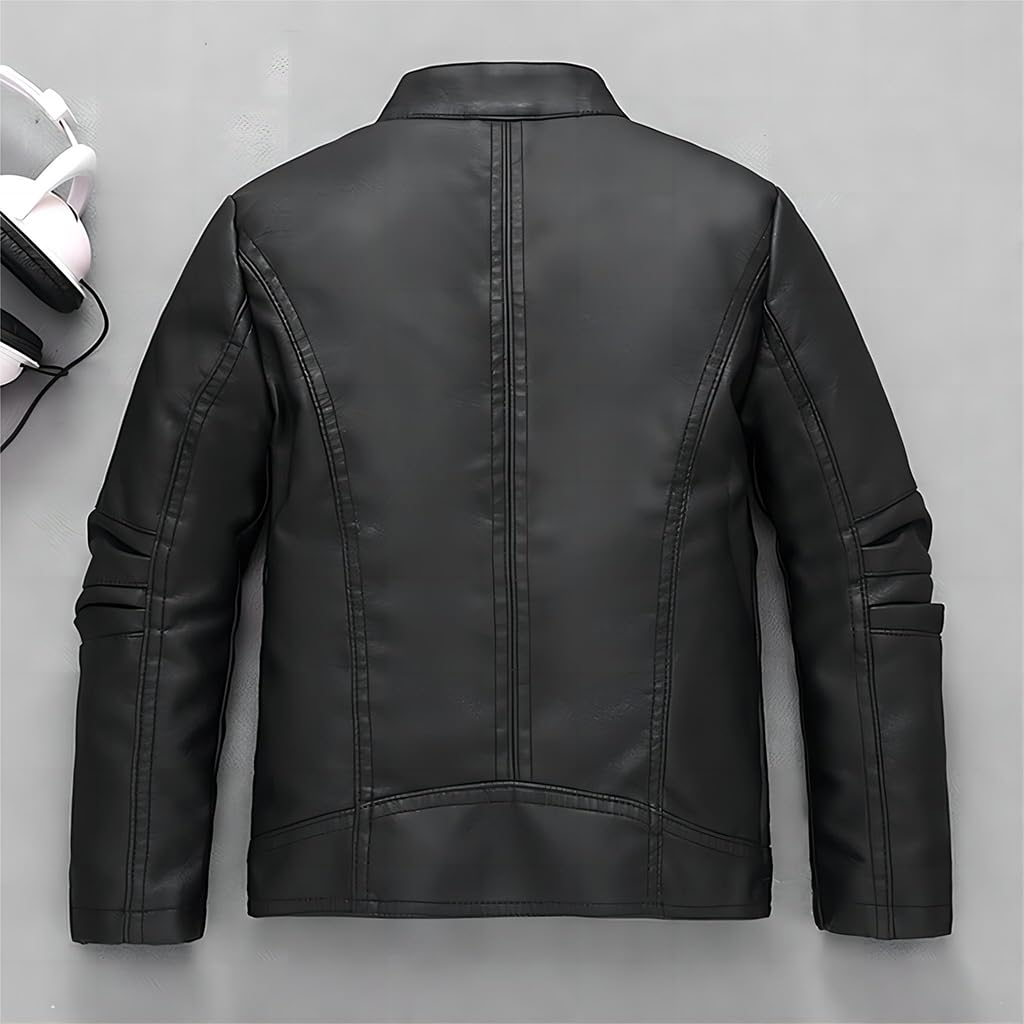 linboo Lederjacke Kinder Bomberjacke Jungen Mädchen Motorradjacke mit Stehkragen Blouson Frühling Herbst Kunstlederjacke
