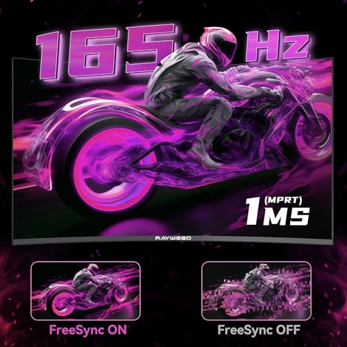 Image of 34 Inch Curved Gaming Monitor, WQHD 3440 x 1440p, 165Hz 1ms, 21:9 Ultrawide, 127% sRGB, Ergonomic Height Adjustable Stand, PIP /PBP, RGB Backlight, Black