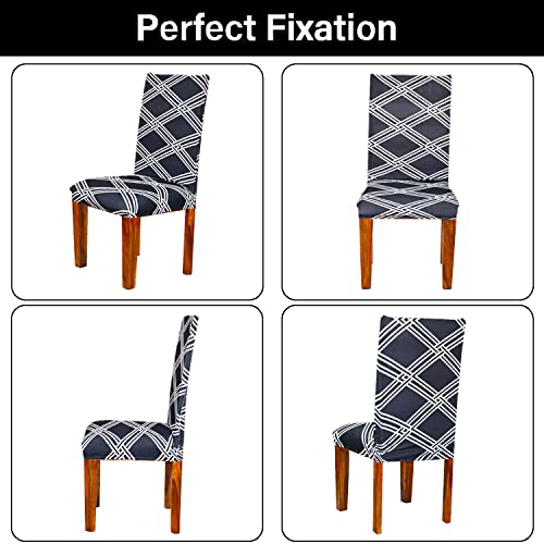 Image of Magical Universal Elastic Premium Stretchable Magic Slipcover Stretch Dining Table Room Chair Covers Protector Set of 4 Piece Seater India (Linen Black)