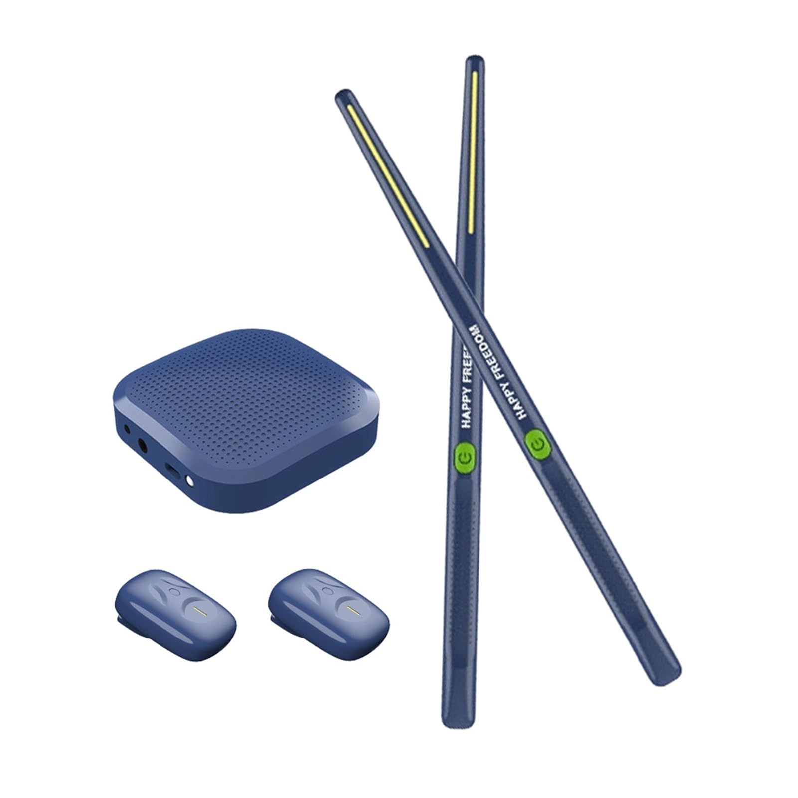 Ejoyous Elektrisches Lufttrommel Set, Tragbares Lufttrommel mit Trommelstöcken, Pedalen Virtuelle Drumsticks Set Elektrische Air Drum Sticks Set (Navy blau)